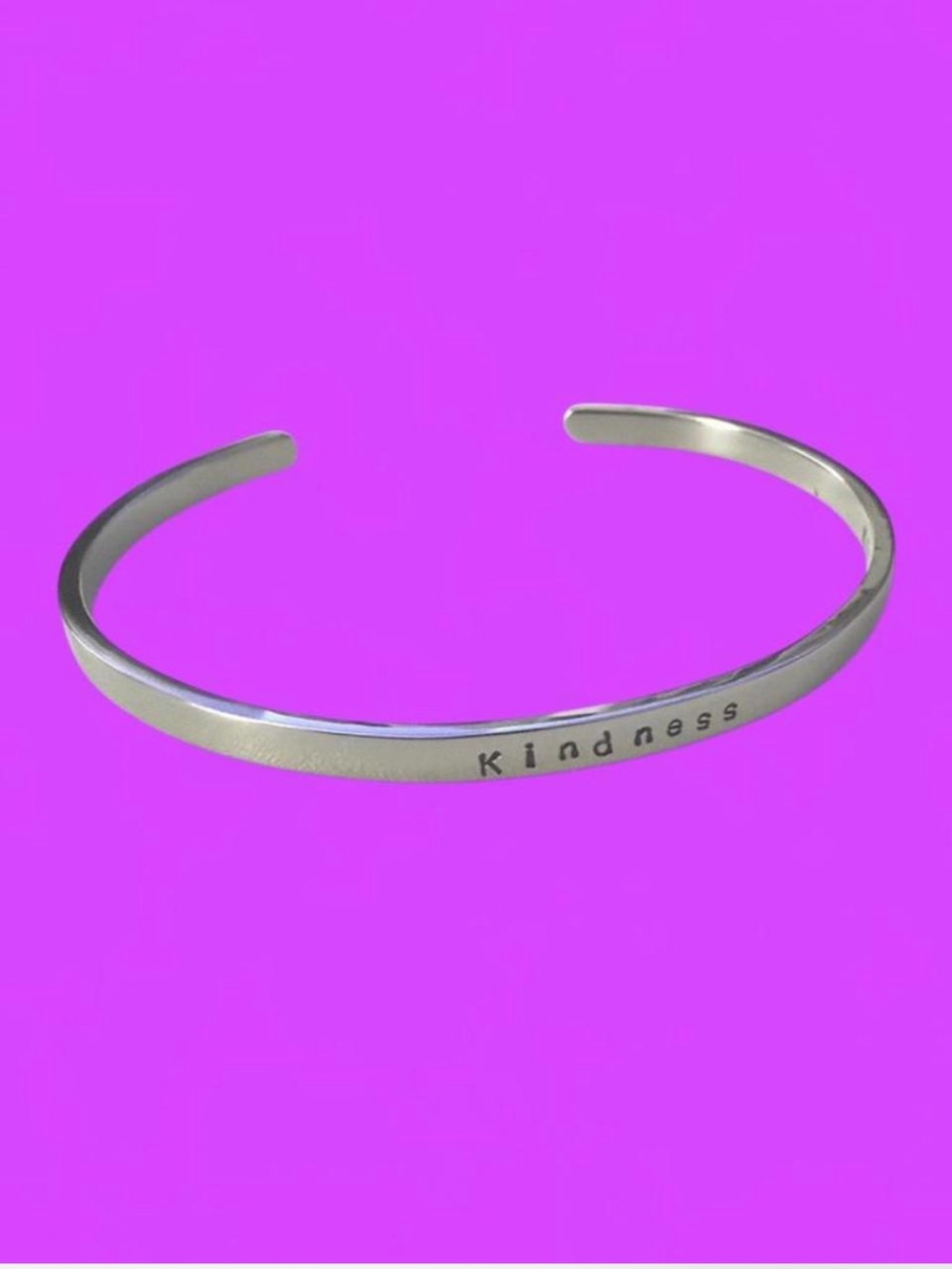 Kindness Stamped Silver Cuff Bracelet